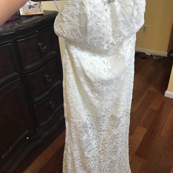 Sabo Skirt Formal White Lace Maxi Gown - Picture 3 of 4